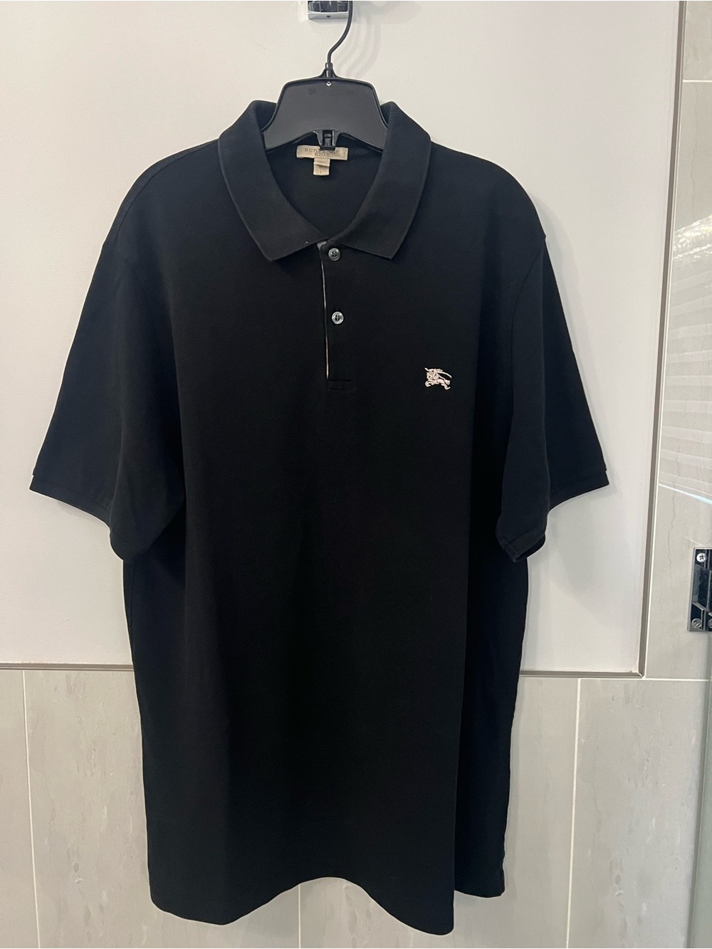 Black Polo Shirt with Embroidered Logo - Men